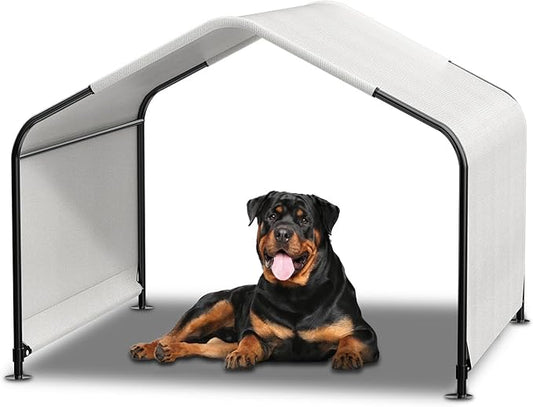 YAZ&OUZ Dog House Outdoor Large Breed, Dog Shade for Outside, 4'x4'x3' Outdoor Dog House Weatherproof & Snowproof with Sturdy Steel Frame & Ground Nails, Chicken House, Duck House