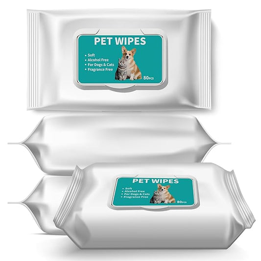 Natural Pet Wipes for Dogs and Cats 100% Natural Plant Based, Dog Cleaning Deodorizing Puppy Wipes | Dog for Paws and Butt (320pcs - 4 Pack)
