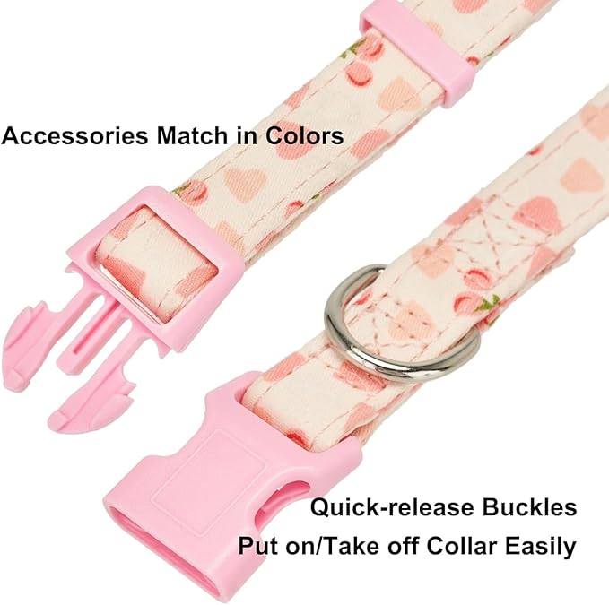 Cotton Dog Collar Soft Lightweight with Hand-Tied Knot Bow for Small Dogs.(S, Peach)