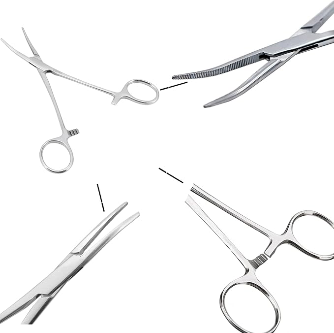 Stainless Steel Dog Cat Pet Forceps Scissors Ear Hair Clamp Fishing Scissors Tools (12.5CM bent)