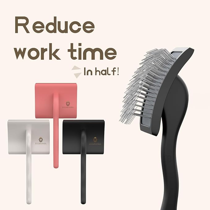 Soft-Touch Slicker Brush – Black – Professional Pet Grooming Brush for Thick & Long-Haired Dogs
