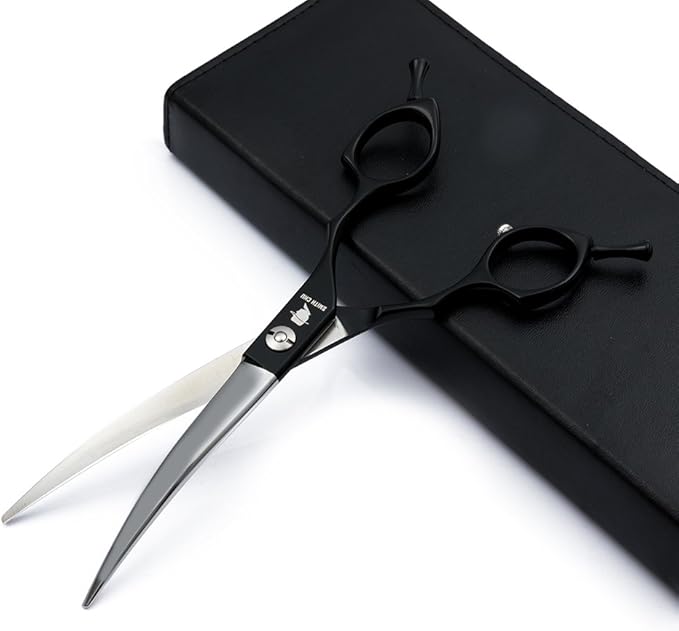 Smith Chu Professional Pet Dog Grooming Scissors Kit - Premium Stainless Steel Straight Curved Thinning Blade Dog Hair Cutting Shears Set