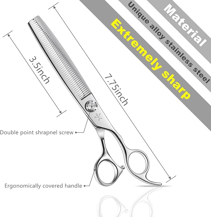 High-end Professional Dog Grooming Thinning Scissors Teeth Cutting Blending Shears Pet Texturizing Shears 7.5 Inch Extremely Very Sharp Stainless Steel Alloy For Cat Horse And Other Animals