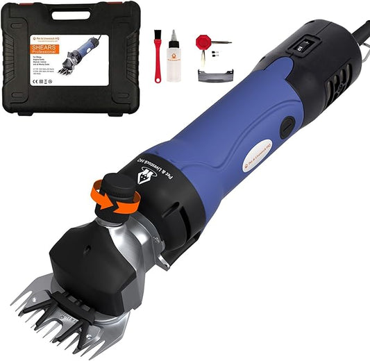 Sheep Shears Electric Clippers 2500RPM, 6-Speed Control - Heavy Duty Livestock Grooming Kit for Sheep, Goats, Alpacas, Llamas - Case, Low Vibration, 18.3ft Cord (1 Blade Included)