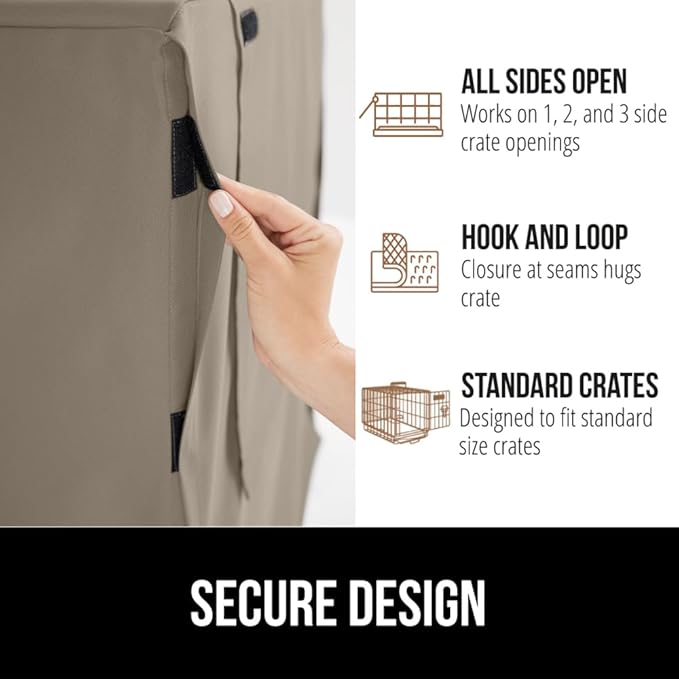 Gorilla Grip Dog Crate Covers Compatible with Amazon Basics Dog Crates, All Sides Open, Privacy Cover Fits 36" Wire Kennel, Breathable Mesh Windows, Light Reducing Puppy Training Cage Topper, Taupe
