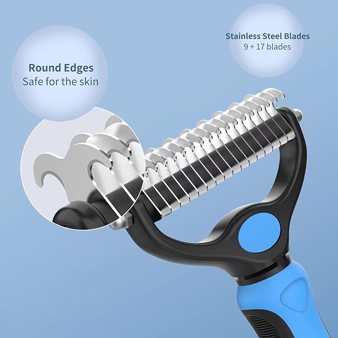All-in-One Pet Grooming Kit: Nail Clippers with Safety Guard, Nail File & Dematting Comb, Comfortable for Pets & Owners