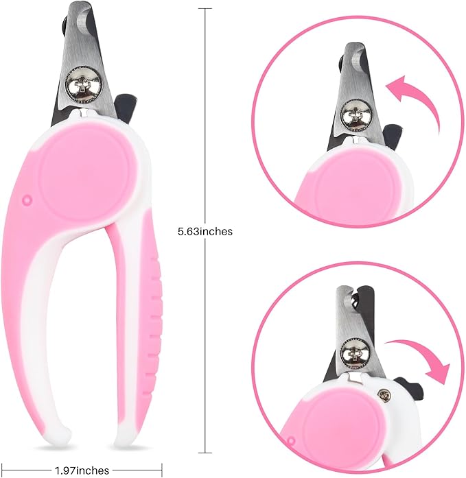 Pet Nail Clippers, Dog Nail Trimmers with Safety Guard to Avoid Excessive Cutting Nails, Dog Grooming Clippers has a Variety of Colors Suitable for Dogs, Cats and Other Pets（Pink）