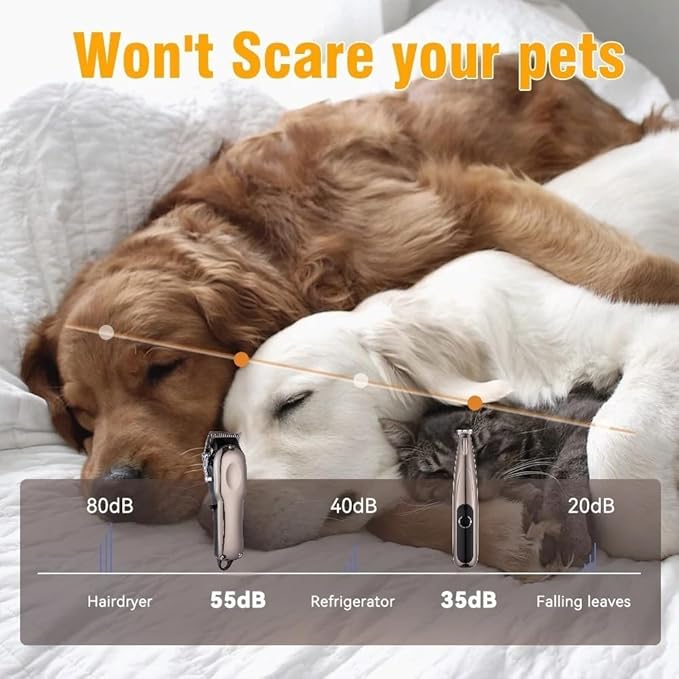 Hair Clippers and Paw Trimmer for Pets Cordless Quiet Grooming Kit 2 in 1 for Cats Dogs Thick Hair Animals Horse Low Noise