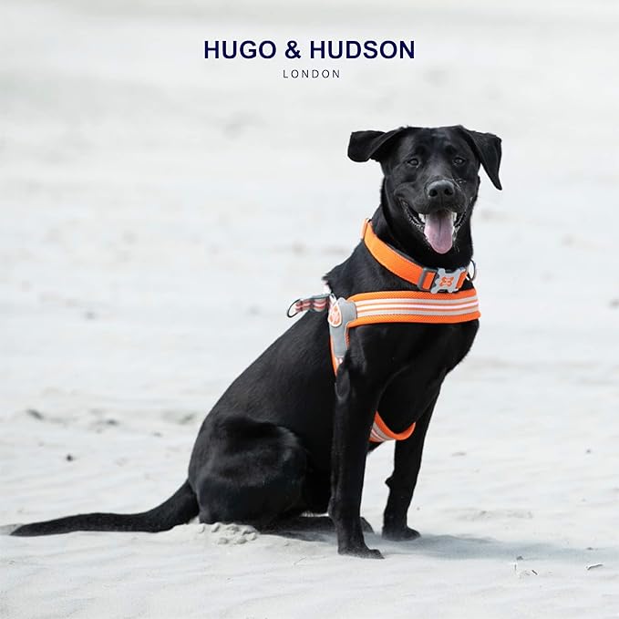 HUGO & HUDSON Easy Walk Dog Harness, Adjustable Quick Dry No-Pull Pet Harness, Orange, Size 9