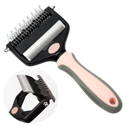 Pt brush for shedding，Dematting comb for Dogs, Cat deshedding Brush, Dog Grooming Rakes for long haired Dogs-Double Sided Shedding,Pet undercoat brushes Reduce Shedding by 95% (Pink)