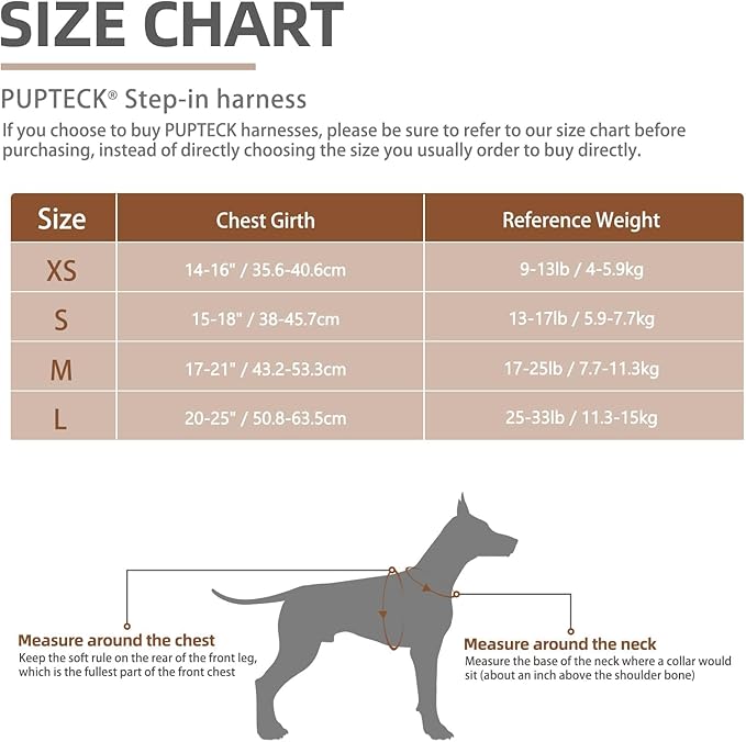 PUPTECK No Pull Dog Harness and Leash Set Reflective No Choke Step in Puppy Halter for XS Small and Medium Sized Dogs, Brown Tiger Print, Plush, S