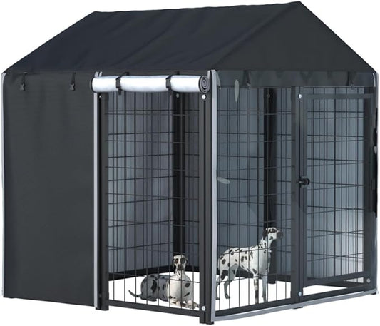 Outdoor Dog Kennel Cover, 600D Heavy Duty Waterproof 4.2 ft. x 4.2 ft. x 4.5 ft. Outdoor Large Full Cover Dog Kennel Cover, Waterproof, Windproof UV Resistant (Cover Only)