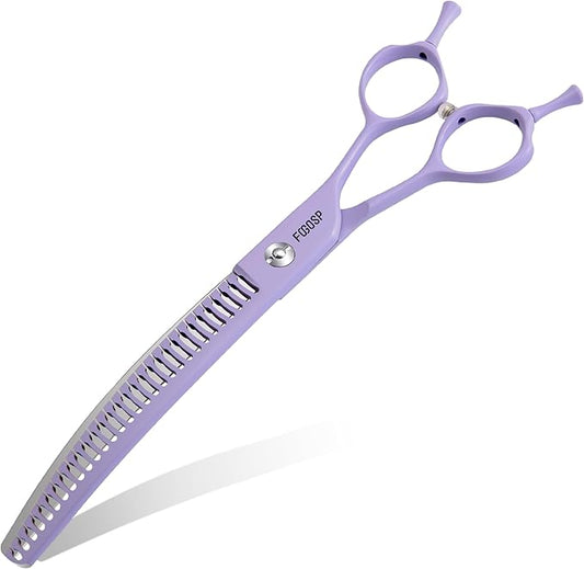 Curved Chunkers Dog Grooming Scissors 7.5" Macarone Series Professional Pet Grooming Shears for Large Dogs Pets Japan 440C Stainless Steel Sharp & Durable(Purple, 30Teeth Curved Thinners)