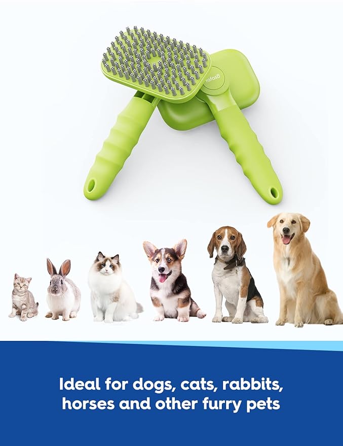 Dog Bath Brush, Pet Grooming Brush for Dogs and Cats, All Hair Types including Short and Long, Apple Green