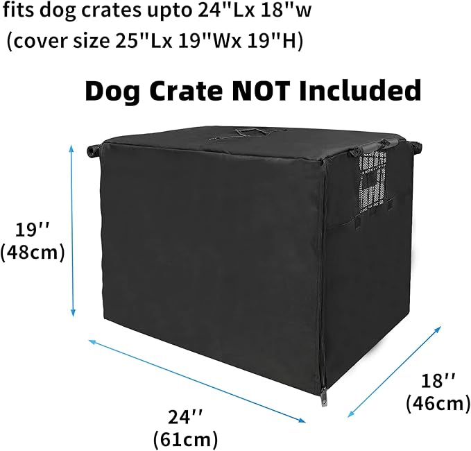 Small Dog Cage Cover 24 Inch Dog Crate Cover, Puppy Crate Covers Small Dog Kennel Cover for Wire Cage with1 2 3 Doors, Indoor Waterproof 600D Oxford Fabric Black