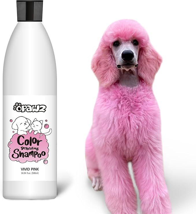 OPAWZ Color Depositing Shampoo for Dogs, Semi-Permanent Dog Hair Dye Coloring Safe Shampoo, Non-Toxic Colorwash Shampoo for Pets (Vivid Pink, 16.94 fl.oz / 500mL)