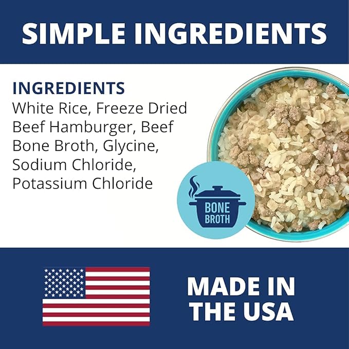 Under the Weather Bland Diet for Dogs | Easy to Digest for Sick Dogs | Always Be Ready | Contains Electrolytes - Natural Freeze Dried 100% Human Grade Meats| 2 Pack- Rice, Hamburger & Bone Broth - 6oz