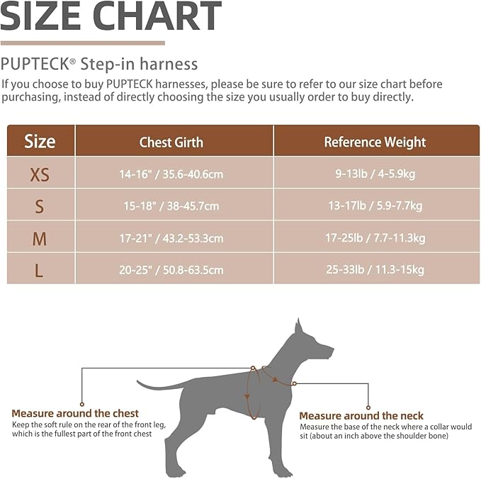 PUPTECK No Pull Dog Harness and Leash Set Reflective No Choke Step in Puppy Halter for XS Small and Medium Sized Dogs, Beige, Printed Fabric, L