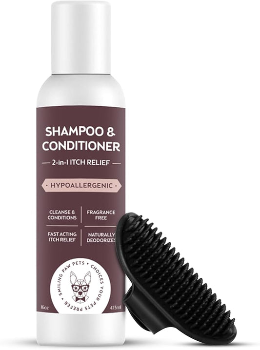 2in1 Pet Shampoo & Conditioner with Pet Brush, 16 oz, Fragrance Free