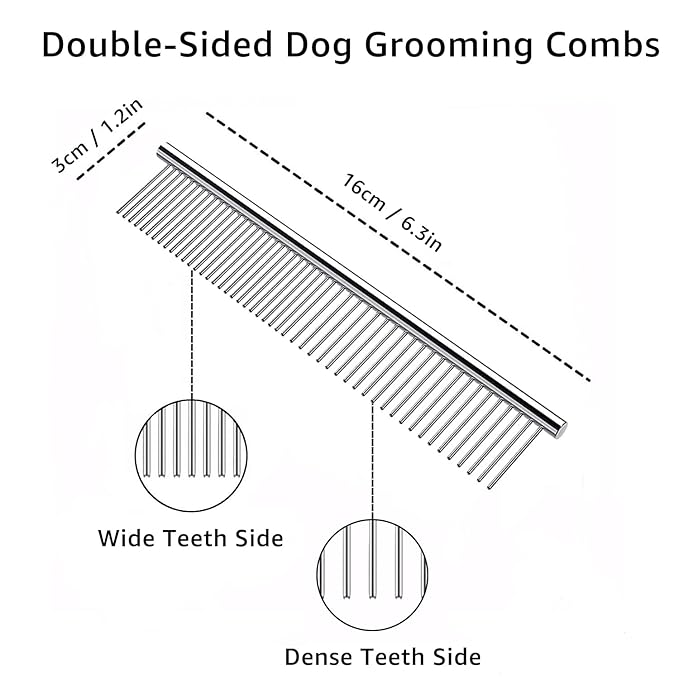 YINGFAN Pet Grooming Combo, Double-Sided Dematting Deshedding Undercoat Rake for Dogs and Cats, Dog Combs for Grooming Matting (Blue)