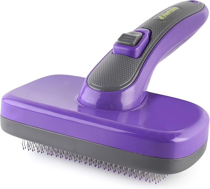 Hertzko Self Cleaning Slicker Brush for Pets, Dog & Cat Brush, Dog Brush for Shedding, Cat & Dog Grooming, Grooming Brushes for Long Short Haired Dogs Cats, Deshedding Brush, Rake, Comb