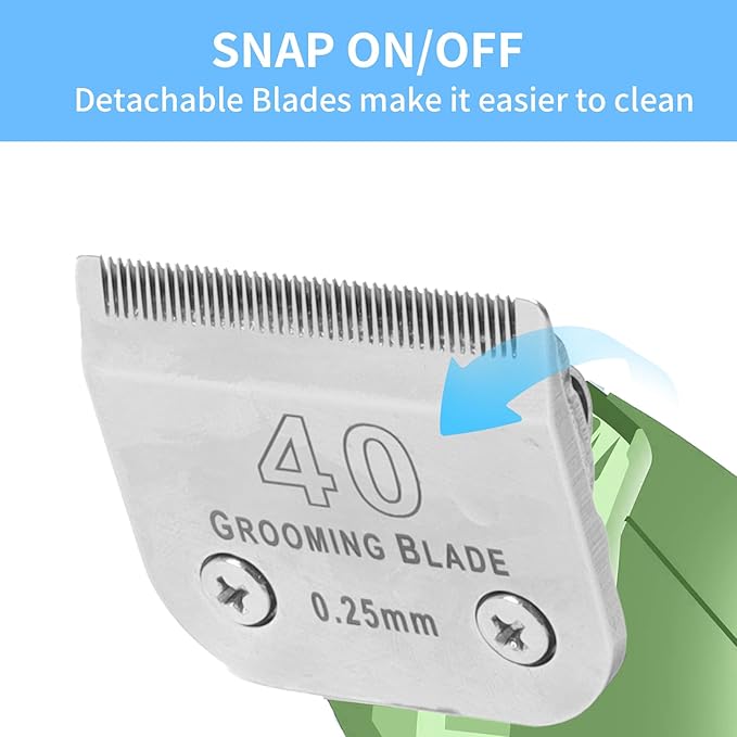 3 Pcs Size 40# Detachable Dog Grooming Blades, Compatible with Andis, Oster A5, Wahl KM10 Series Clippers, Cut Length 0.25mm, Silver (40# 0.25mm, 3Pcs)