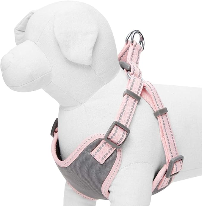 Blueberry Pet Essentials Pastel Color Reflective Dog Harness Vest, Chest Girth 17.5" - 21", Baby Pink, Small, Adjustable Harnesses for Dogs