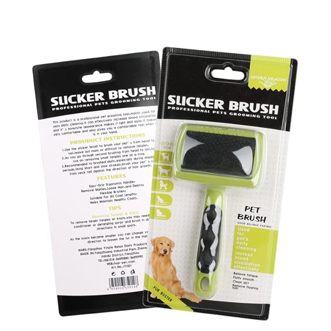 Slicker Brush for Pets. Dogs and Cats. Grooming Tool For Loose and Tangled Fur or Hair . Long Pins Long Hair Grooming Brush (Small)