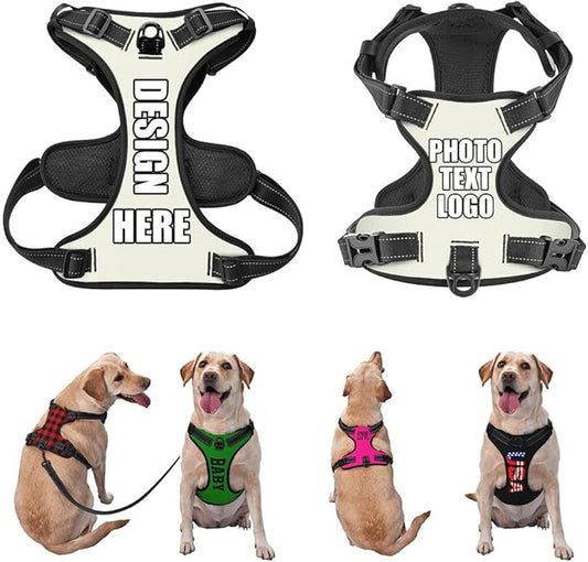 Personalized Dog Vests Customization for Puppy Medium Large Sized Dogs, Customize No Pull Dog Harnesses with Easy and Adjustable Wearing Buckles, LightYellow, S