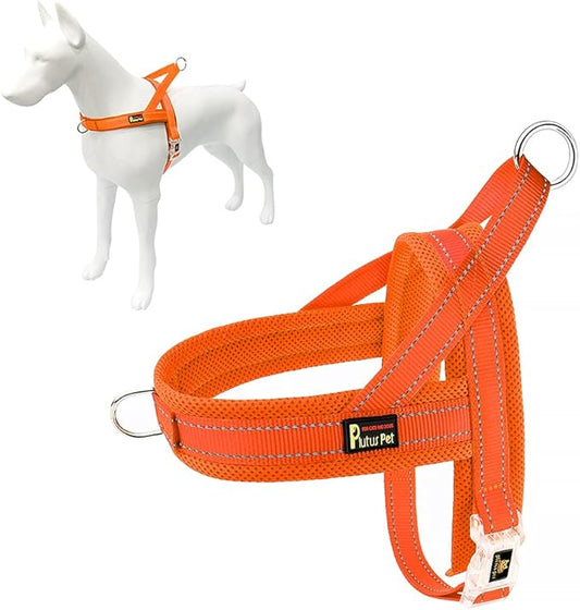 Plutus Pet No Pull Dog Harness with Breathable Mesh Padded, Adjustable Reflective Escape Proof Dog Harness, Quick Fit Dog Vest Harness for Small Medium Large Dogs(L, Orange)