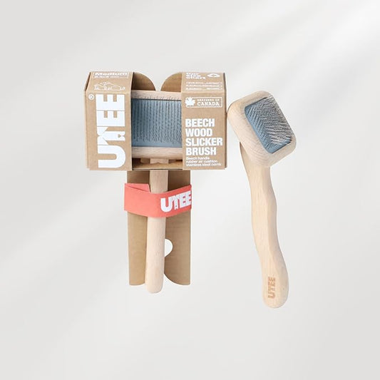 Slicker Brush Groom Like a Professinal Stainless Steel Pins, Lightweight Beech Wood Body, Ground and Polished Tips, Small Pet Bruch