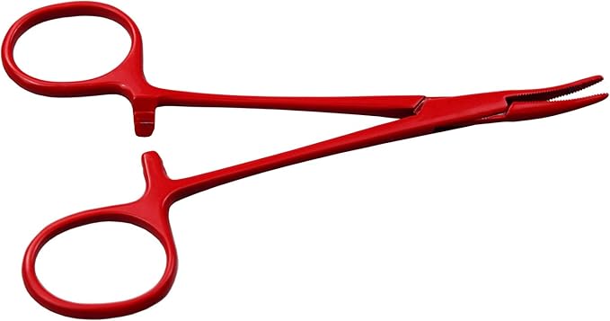 Pet Colourful Stainless Steel Hemostat Hemostatic Forcep,Pet Ear Hair Pull Forcep,Bend Head and Straight Head kit (Red)