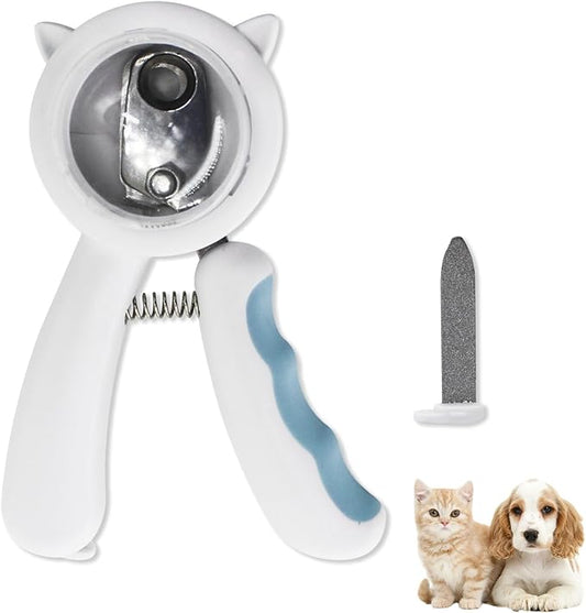 WishLotus Pet Nail Clippers, Anti-Slip and Splash Dogs Nail Clipper with Clear Baffle and Hide Nail File Cat Claw Clippers Grooming Tool Accessories for Small Animals Nail Trimming (Blue)