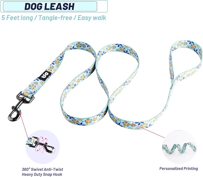 QQPETS Dog Harness Leash Set Adjustable Heavy Duty No Pull Halter Harnesses for Small Medium Large Breed Dogs Back Clip Anti-Twist Perfect for Walking