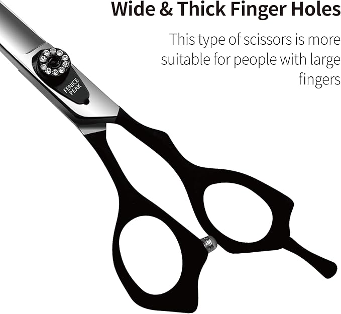 Fenice Peak 7'' Dog Straight Scissors for Grooming Heavy and Anti-Slip Black Handler 440C Stainless Steel Professional Pet Trimming Scissors Sharp Blades Cutting for Dogs and Cats
