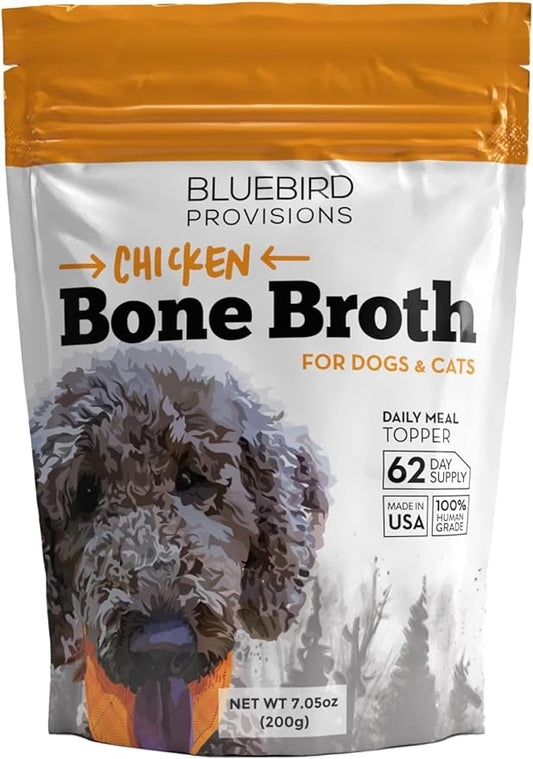 Chicken Bone Broth for Dogs - Dog Safe Bone Broth - Delicious Bone Broth Powder for Dogs - Bone Broth for Cats - Bone Broth Without Onion and Garlic - Chicken Broth for Dogs
