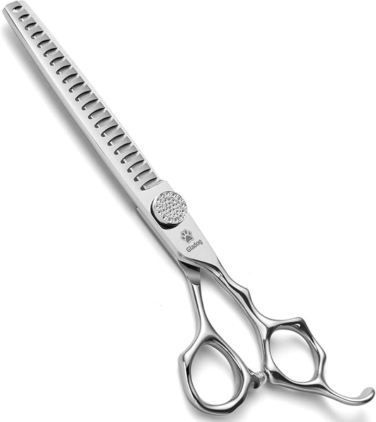 GLADOG 7" Chunkers Dog Grooming Scissors - Premium 9CR Dog Scissors for Grooming with Luxurious Diamond Nut，Ideal Dog Grooming Shears for Reducing Bulk, Dog Hair Scissors，Cat Grooming Scissors