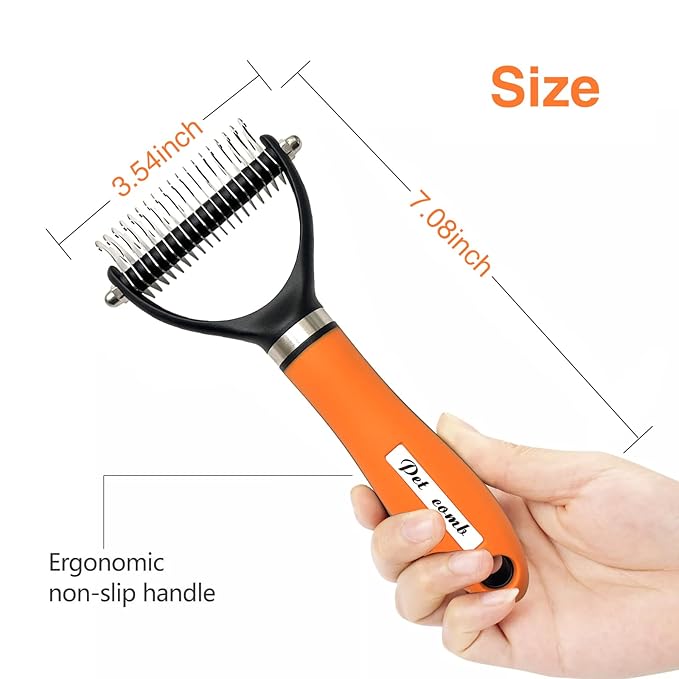 Dog Brush for Shedding - Reduce Dog Hair with Our Dog Brush, dog hair brush, deshedding dog brush, long hair dog brush(Orange)