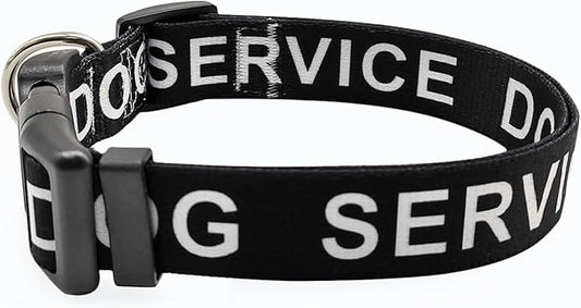 MayPaw Service Dog Collar, 1” and 1.5” Wide Dog Collar Strong Nylon Medium Large Extra-Large Dog Collar (Neck Fit 14-22",1" Wide, Black)