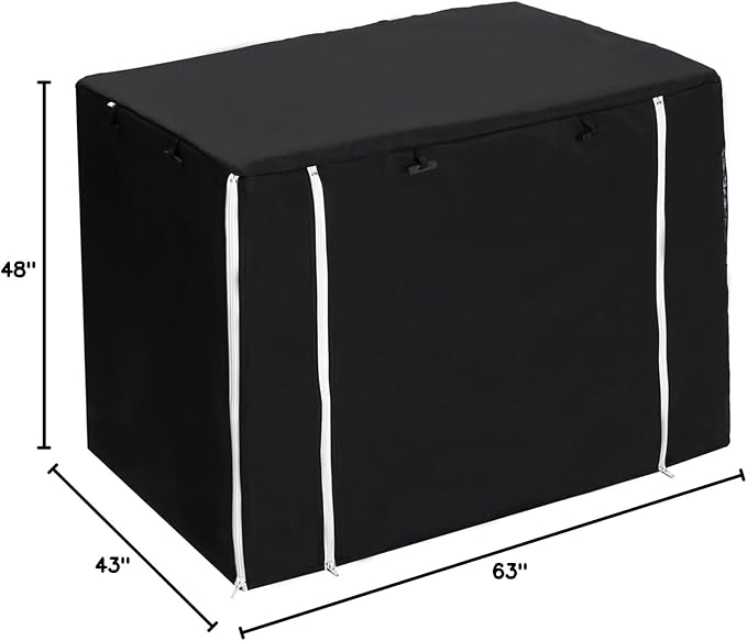 Dog Crate Cover for Wire Crates Kennel 2 Doors Heavy Duty Waterproof Windproof Soundproof Pet Cage Cover Home Decoration - Cover only - Black - Fits 24 Inch Crates