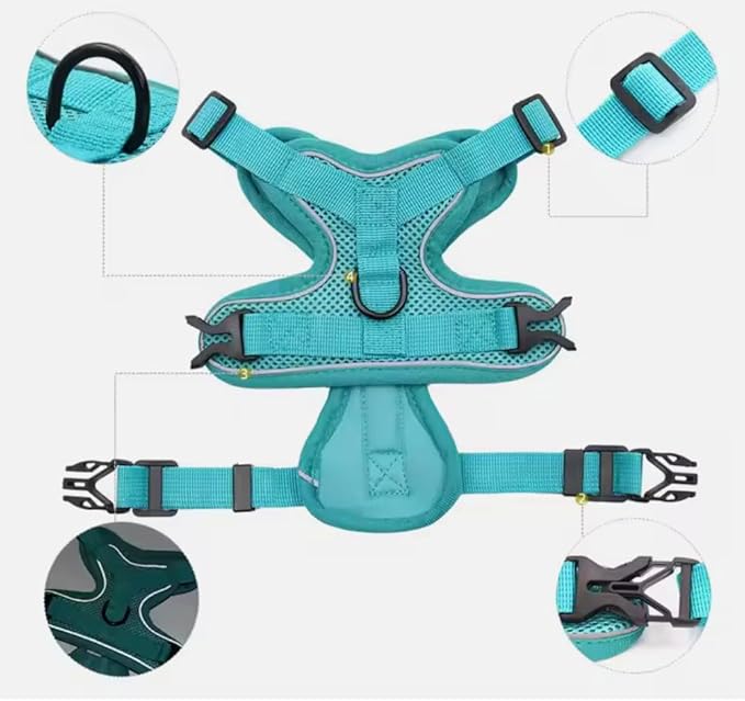 No-Pull Dog Harness, Reflective Adjustable Dog Vest Harness, Escape Proof, for Small Medium Large Dogs and Cats - Adjustable Buckle Pet Vest, Solid, S-XL, with Matching Leash (Brown, Small)