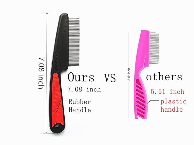 Dog Combs for Grooming, FULLINY 4 In 1 Dog Grooming Comb Set With Flea Comb,Tear Stain Remover For Dogs,Professional Dog Combs,Storage Bag