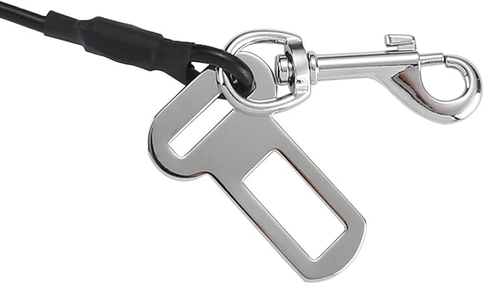 No-Chew Dog Seat Belt, Stainless Steel Cable Pet Car Seatbelt Safety Restraint Tether Puppy Vehicle Seat Belt with Buckle Latch(24 inch)
