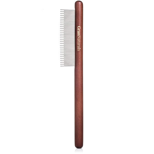 GranNaturals Wooden & Metal Pet Comb for Detangling Hair, Grooming Fur, Dematting for Large and Small Dogs, Short Haired Cats