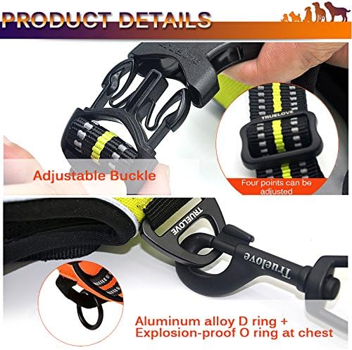 OLizee® New No Pull Dog Harness Outdoor Adventure Reflective Markings Pet Vest with Handle Adjustable Protective Nylon Walking Pet Harness Variety of Sizes and Colors,Green XL