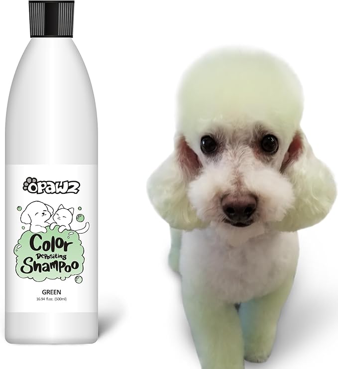 OPAWZ Color Depositing Shampoo for Dogs, Semi-Permanent Dog Hair Dye Coloring Safe Shampoo, Non-Toxic Colorwash Shampoo for Pets (Green, 16.94 fl.oz / 500mL)