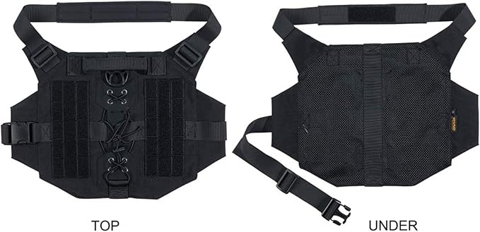 EXCELLENT ELITE SPANKER Dog Harness Tactical Military Dog Harness Adjustable No-Pull Dog Harness Training Hunting Dog Tactical Vest with Handle（BLK-M）