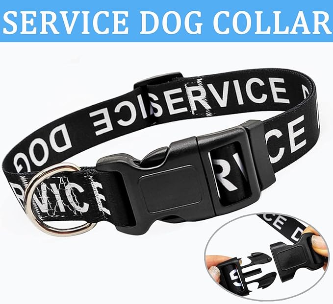 MayPaw Service Dog Collar, 1” and 1.5” Wide Dog Collar Strong Nylon Medium Large Extra-Large Dog Collar (Neck Fit 17.5-27",1.5" Wide, Black)