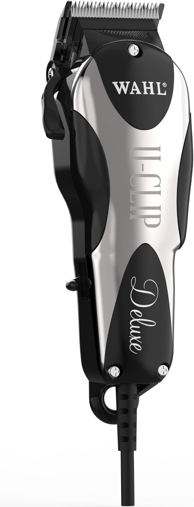 Wahl Pro Animal Deluxe U-Clip - Dog & Cat Trimmer with 3 Cutting Lengths & 7 Attachment Combs - Premium Grooming Tools for Light & Medium Coats - Black & Chrome