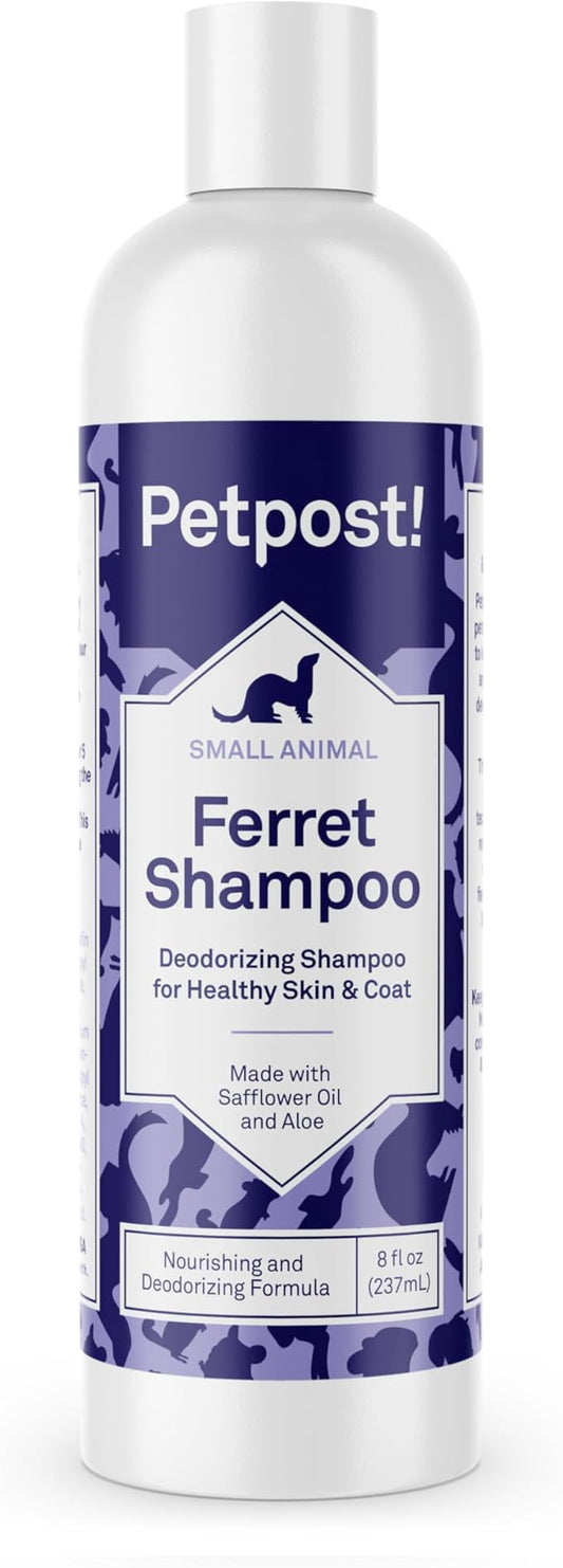 Petpost | Ferret Shampoo - Powerful Deodorizing Shampoo for Ferrets and Small Animals - Naturally Effective Healthy Skin & Coat Formula (8 oz., Shampoo)